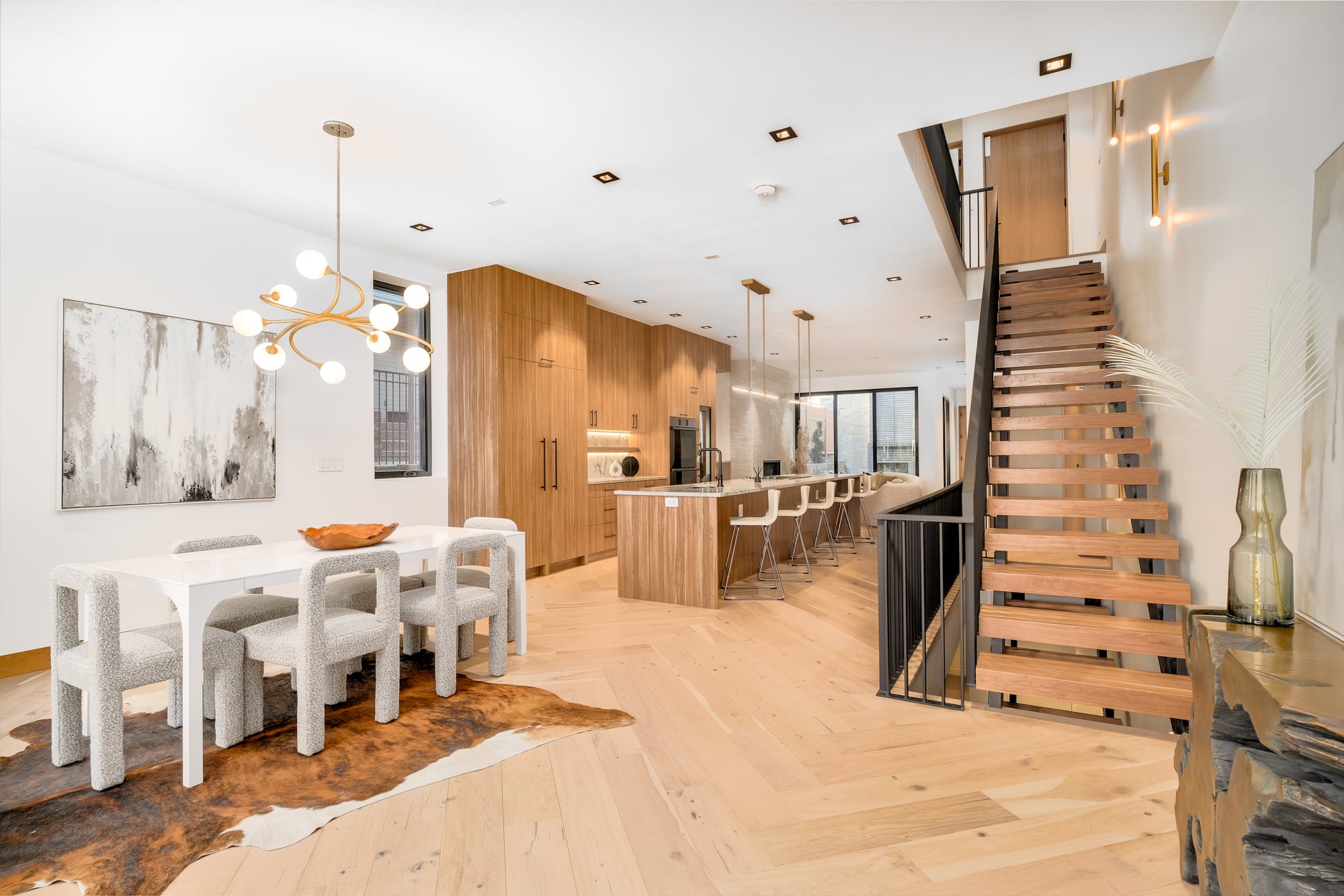 334 Steele Street — open concept kitchen and dining, refined craftsmanship